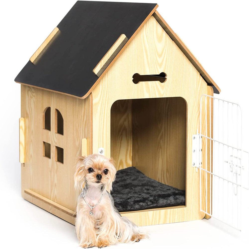 Rypetmia Wooden Dog House with Roof Dogs Indoor and Outdoor Use for Small Medium Dog Cat, Dog Kennel for Playing and Resting, Brown Animals & Pet Supplies > Pet Supplies > Dog Supplies > Dog Houses Bestmart Inc Maple