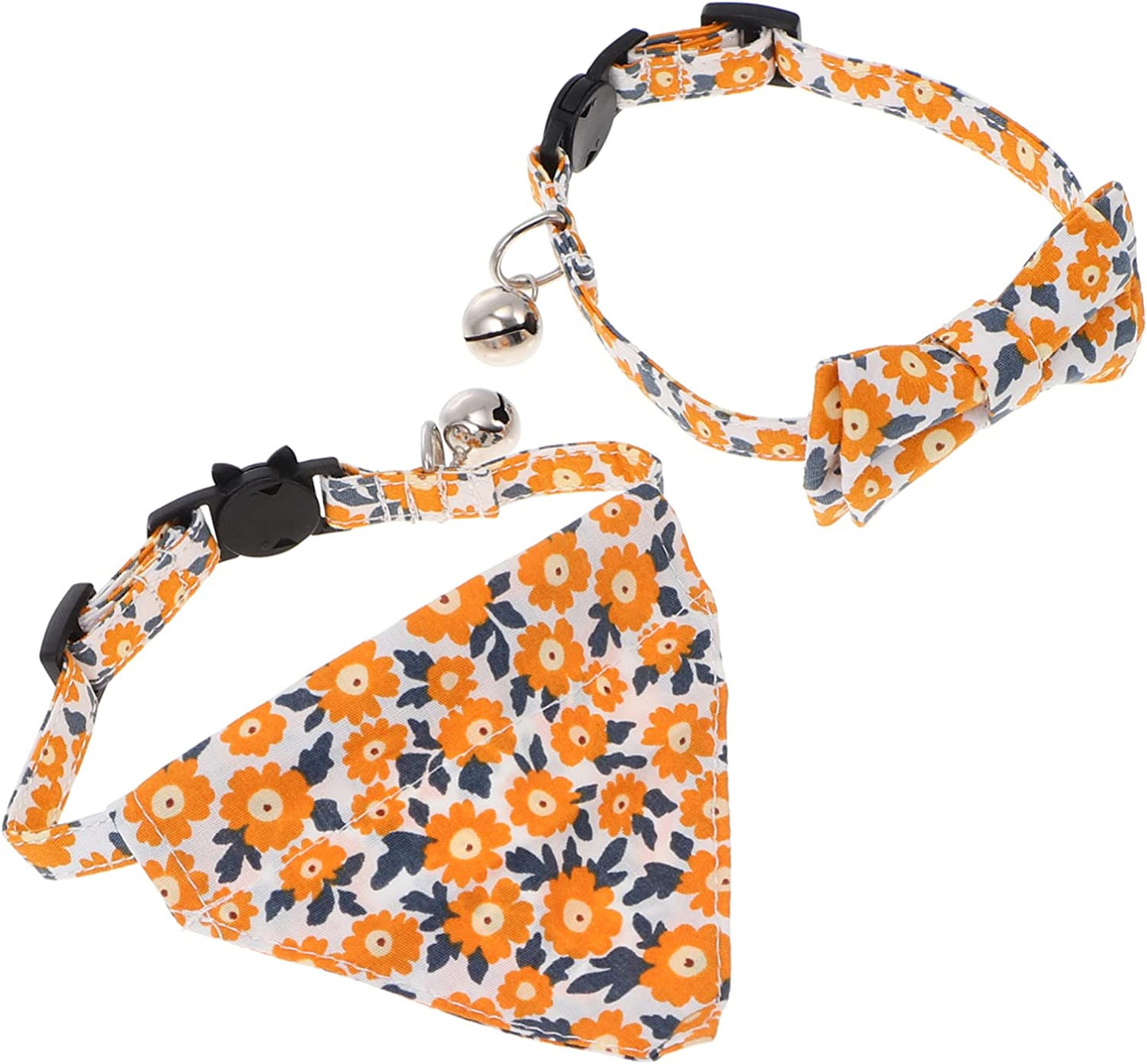 Mipcase 2Pcs Bell Necktie Bells Cat Outfit Bibs Triangle Flower Bowtie Collars Collar Party Tie Spring Bowties Bows Bandana Summer Festival Dog Daisy Pet for Neckties with Neckwear Photo Animals & Pet Supplies > Pet Supplies > Dog Supplies > Dog Apparel Mipcase Yellow 29X8.5X0.1CM