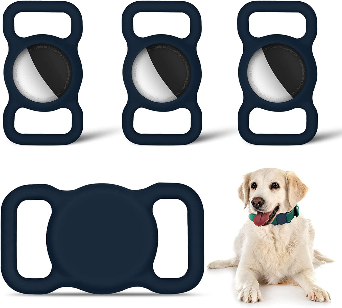 Case for Airtag Dog Collar Holder, Airtag Holder Silicone Non-Shake Protective Cover for Dog Cat Pet Loop Collar, School Bag Strap Band, Compatible with Apple Airtag Case for Dog Collar (Blue-2Pack) Electronics > GPS Accessories > GPS Cases D DOMISOL Blue 4 pack 