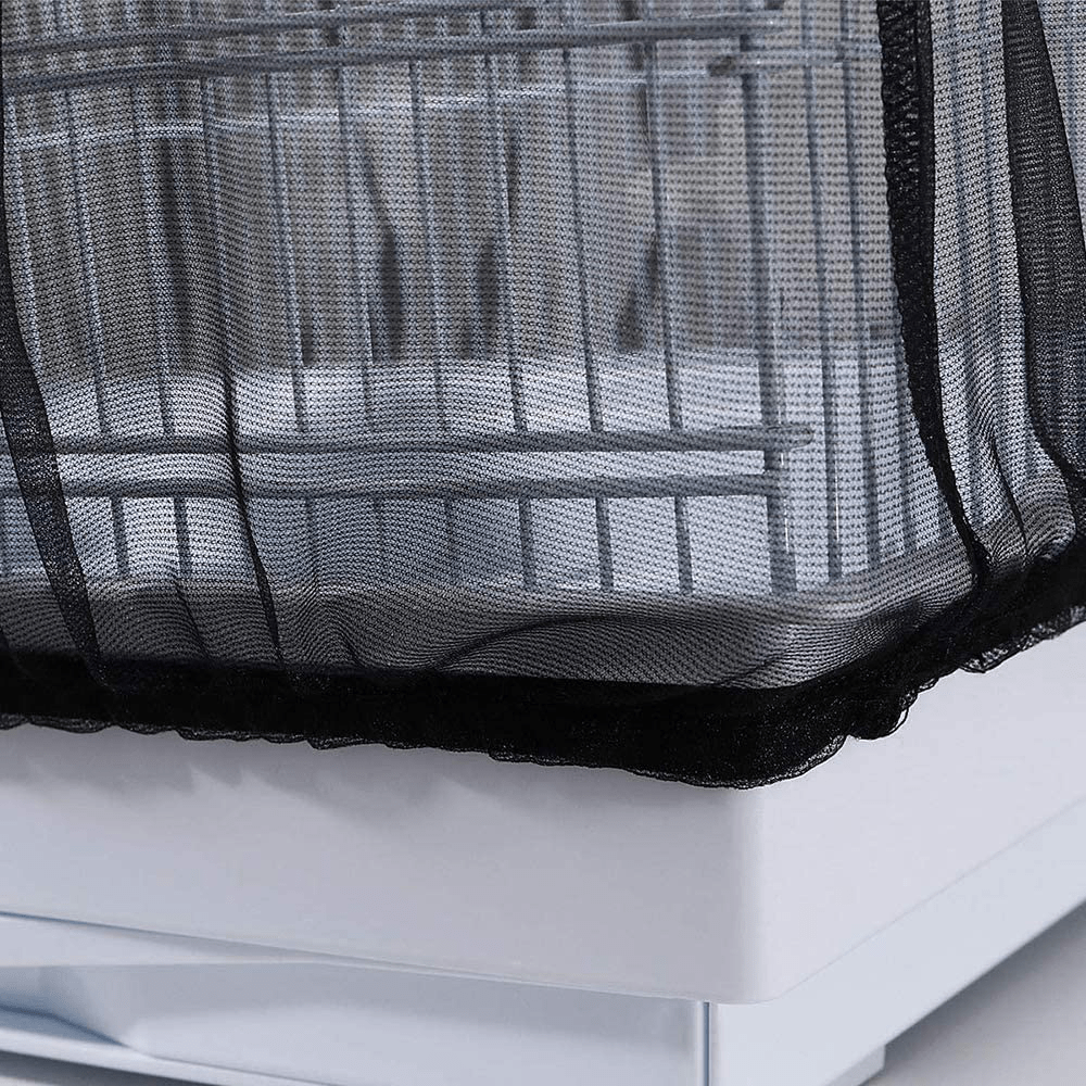Adjustable Airy Gauze Bird Cage Seed Catcher Seeds Guard Dust-Proof Universal Birdcage Accessories Parrot Nylon Mesh Net Cover Stretchy Shell Skirt Traps Cage Basket Soft (Black) Animals & Pet Supplies > Pet Supplies > Bird Supplies > Bird Cage Accessories ISMARTEN