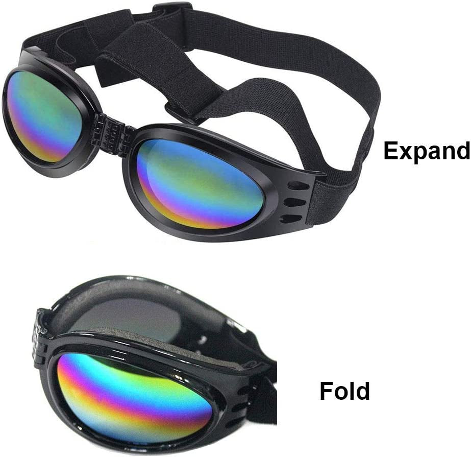 NA/ 2 Pcs Dog Goggles, Adjustable Strap Dog Goggles Eye Wear Protection for Travel Skiing, UV Protection Waterproof Sunglasses for Dog (Black, Blue) Animals & Pet Supplies > Pet Supplies > Dog Supplies > Dog Apparel PINTOU