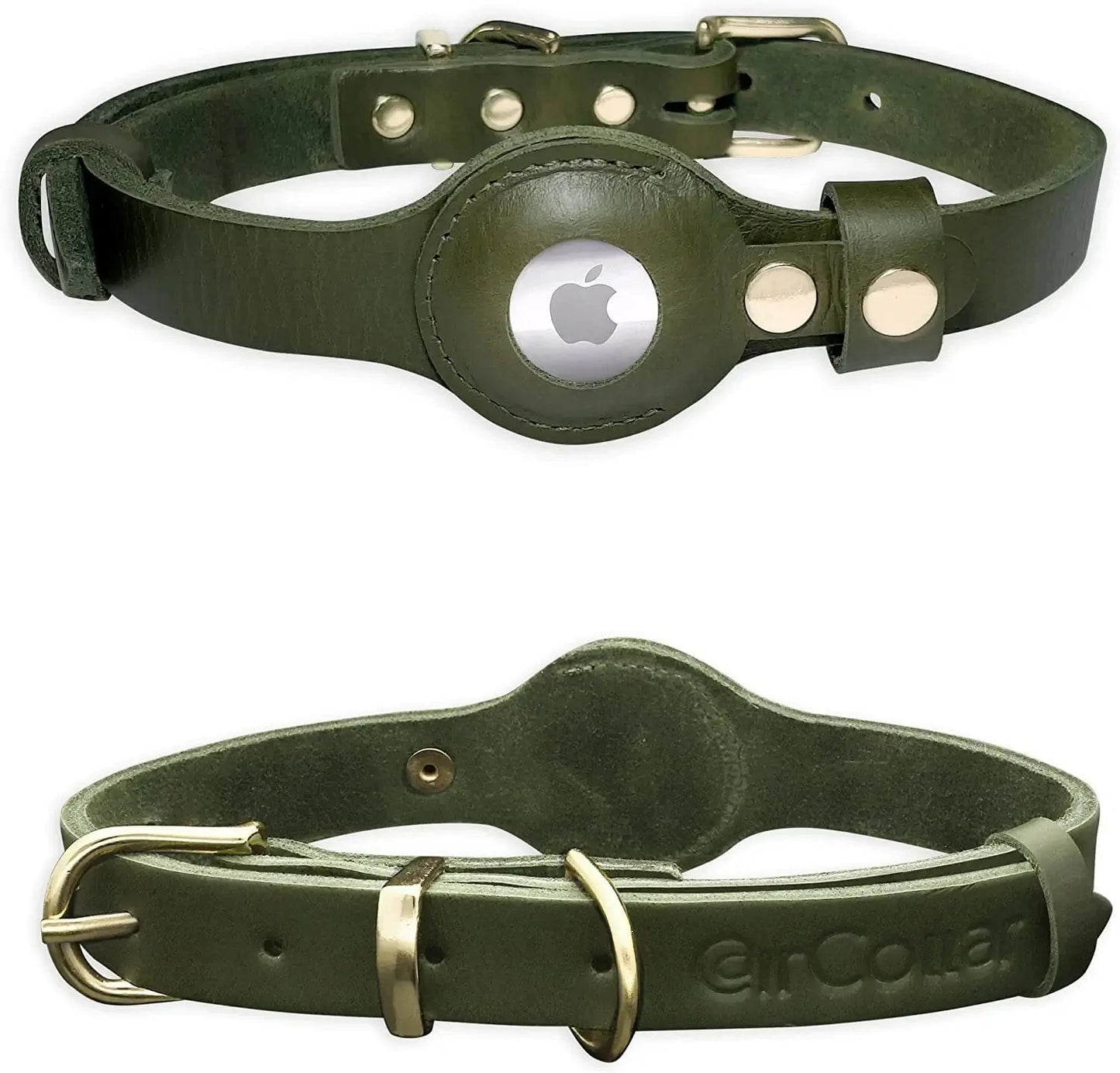 Aircollar Apple Airtag Natural Leather Pet Collar, Compatible with Apple Airtag 2021, Durable Leather (L: 0.9” Wide for 18.7” - 25.6” Neck, Honey Brown) Electronics > GPS Accessories > GPS Cases AirCollar Olive Green M: 0.8” Wide for 15.4” - 20.5” Neck