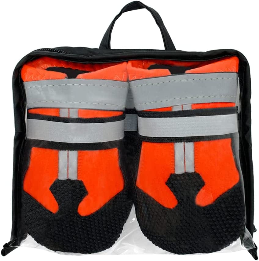 AMOMYDOG Dog Shoes, Set of 4 Waterproof Dog Boots, Dog Shoes with Reflective Straps and Non-Slip Sole for Dog Paw Protection (S, Orange) Animals & Pet Supplies > Pet Supplies > Dog Supplies > Dog Apparel AMOMYDOG