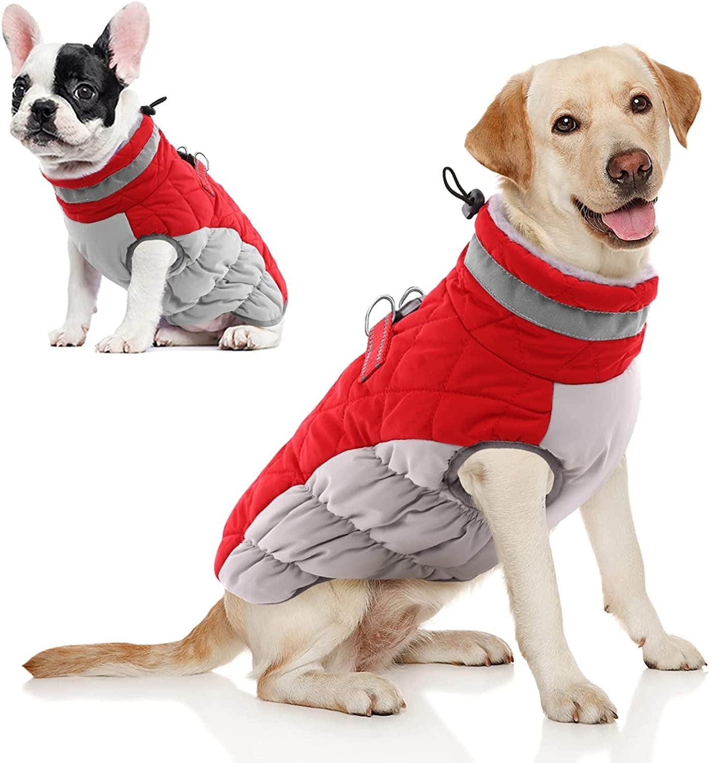 AOFITEE Winter Dog Coat Warm Fleece Dog Jacket for Cold Weather, Reflective Zip up Puppy Dog Snowproof Vest with Leash Ring, Outdoor Pet Sweater Snowsuit Apparel for Small Medium Large Dogs, Pink XL Animals & Pet Supplies > Pet Supplies > Dog Supplies > Dog Apparel AOFITEE Red XX-Large