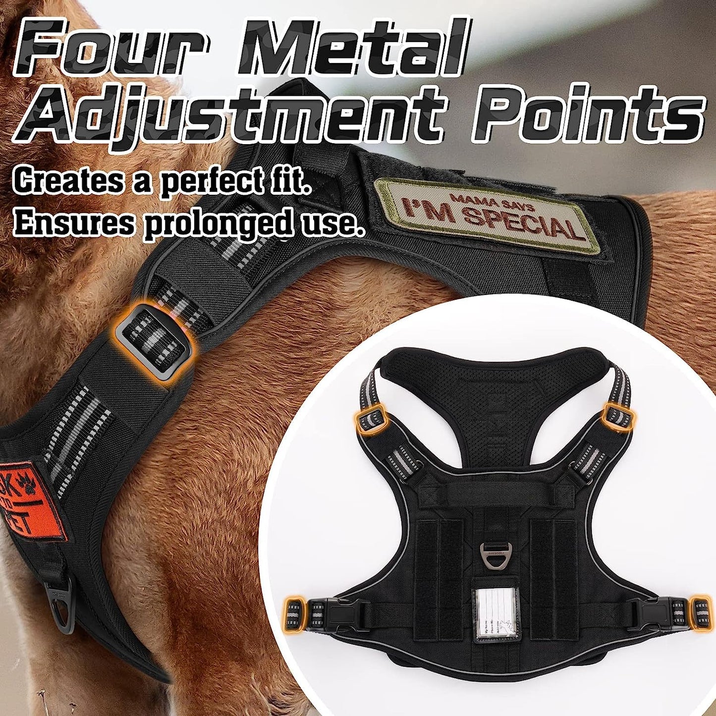 Rabbitgoo Tactical Dog Harness No Pull, Military Dog Vest Harness with Handle & Molle, Easy Control Service Dog Harness for Large Dogs Training Walking, Adjustable Reflective Pet Harness, Black, L Animals & Pet Supplies > Pet Supplies > Dog Supplies > Dog Apparel GLOBEGOU CO.,LTD   