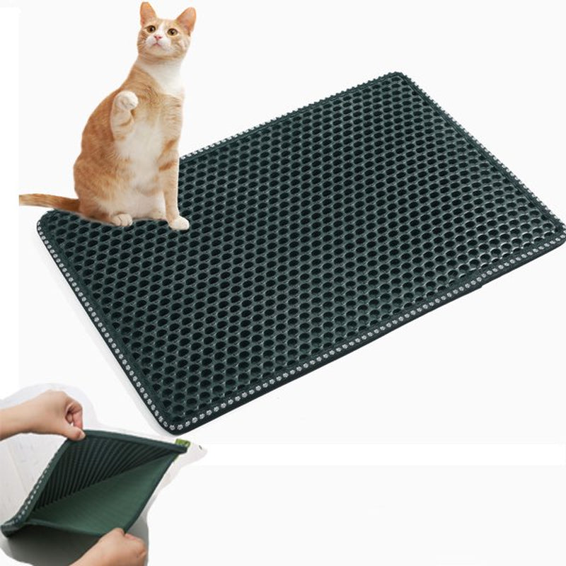 Cat Litter Mat: 21" X 14" with Double-Layer, No Phthalate, Urine Proof & Waterproof, Larger Holes Kitty Litter Mat, Litter Trapping Mat for Cat Litter Box Animals & Pet Supplies > Pet Supplies > Cat Supplies > Cat Litter Box Mats IM Beauty green-Double-Layer
