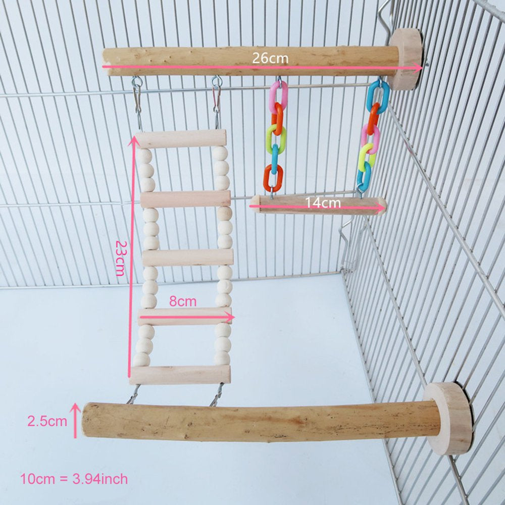 AOOOWER Wood Bird Perch Stand Toy Parrot Swing Climbing Ladder Birdcage Play Gyms Playground for Parakeet Cockatiel Lovebirds Animals & Pet Supplies > Pet Supplies > Bird Supplies > Bird Cages & Stands AOOOWER