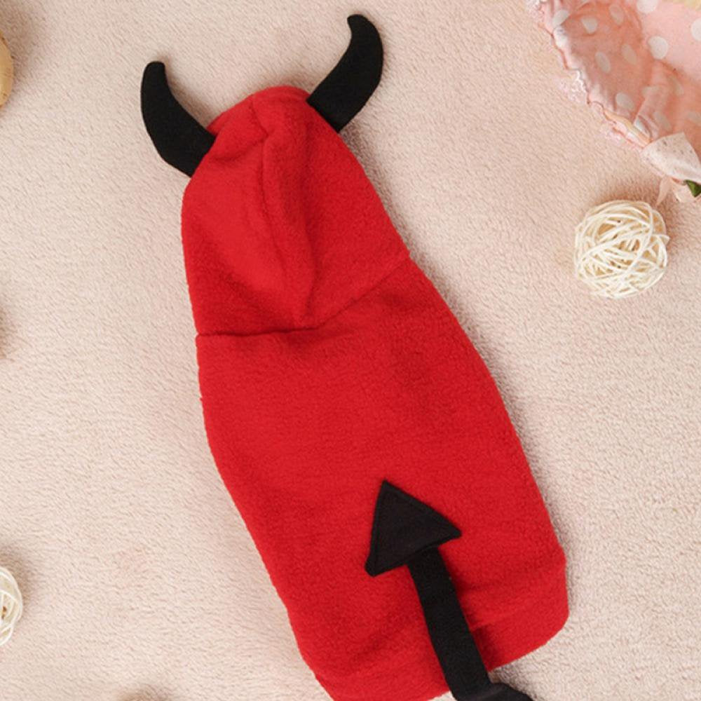 Dog Costume Devil Bull'S Horns Design Pet Halloween Hoodies Theme Party Hooded Winter Warm Coat for Small Medium Dogs Cats Pet Apparel Animals & Pet Supplies > Pet Supplies > Dog Supplies > Dog Apparel Canopy