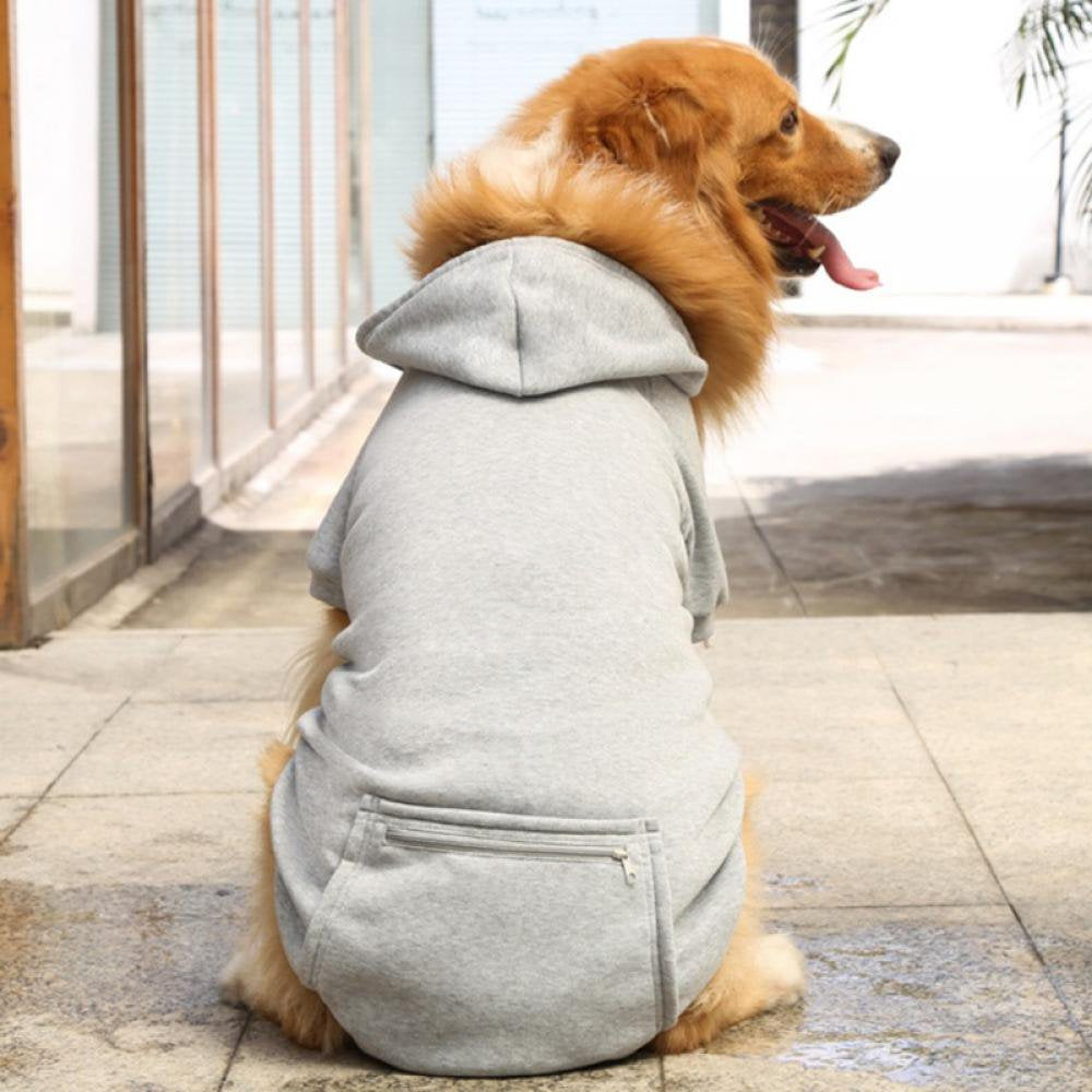 Pet Dog Hoodies Sweaters Winter Clothes with Hat and Pocket Costume Windproof Apparel for Small Medium Large Dog Animals & Pet Supplies > Pet Supplies > Dog Supplies > Dog Apparel Morefun XL Gray