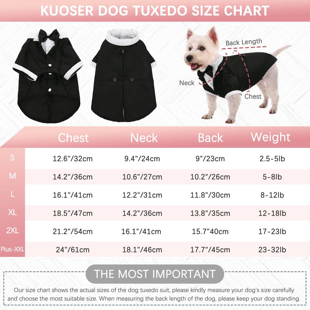 Kuoser Dog Tuxedo Dog Formal Suit with Bow Tie Pet Wedding Shirt,Black,S Animals & Pet Supplies > Pet Supplies > Dog Supplies > Dog Apparel Kuoser