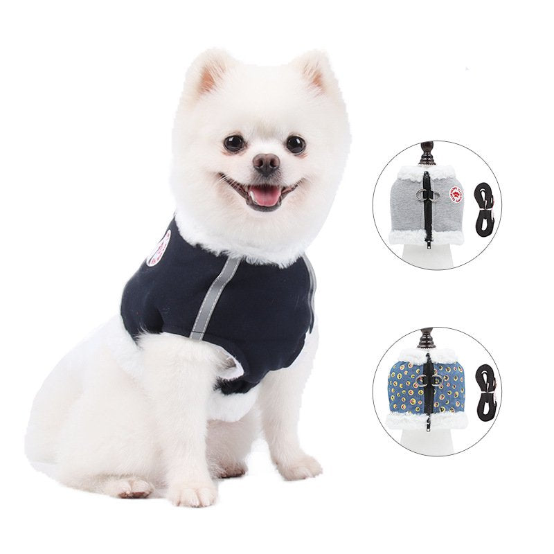 Dog Winter Coat with Thicken Furry Collar, Reflective Warm Pet Jacket Waterproof Windproof Dog Clothes for Cold Weather, Soft Puppy Vest Apparel for Small Medium Large Dogs, Blue, M Animals & Pet Supplies > Pet Supplies > Dog Supplies > Dog Apparel Dog jackets S Navy