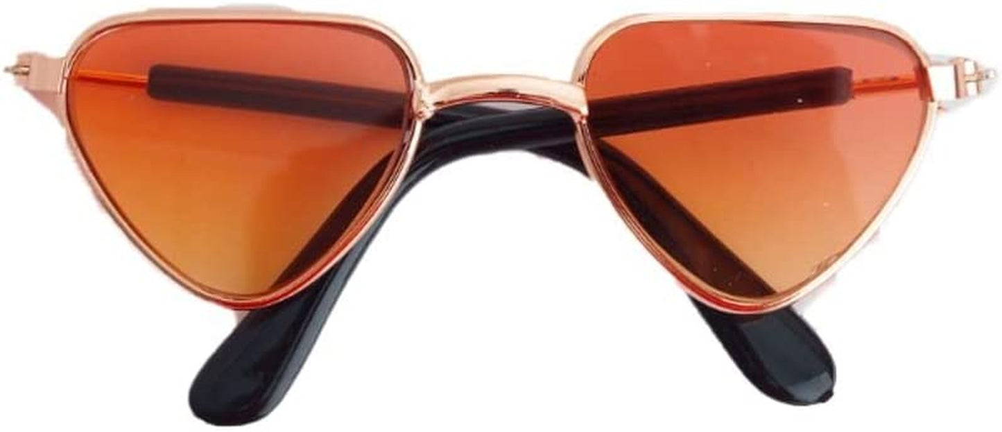 Cute Cat Small Dog Sunglasses,Retro Dog Sunglasses,Metal Puppy Sunglasses Cosplay Glasses Photo Props(A,Transparent) Animals & Pet Supplies > Pet Supplies > Dog Supplies > Dog Apparel FGHUK Orange B