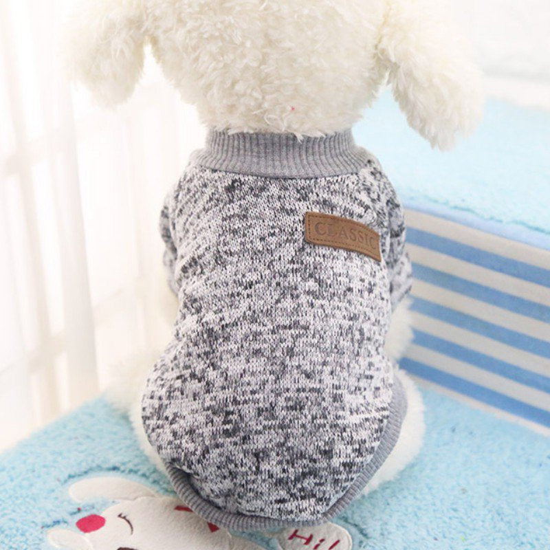 Pet Dog Classic Knitwear Sweater Fleece Coat Soft Thickening Warm Pup Dogs Shirt Winter Pet Dog Cat Clothes Soft Puppy Customes Clothing for Small Dogs Animals & Pet Supplies > Pet Supplies > Dog Supplies > Dog Apparel BAGGUCOR XS Gray