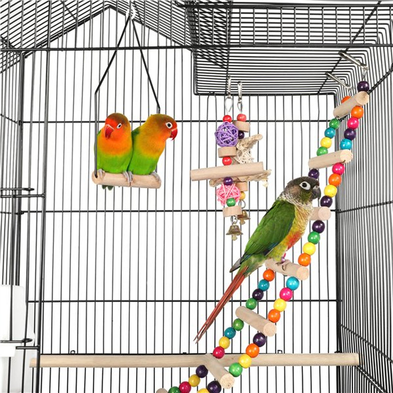 Topeakmart 62.4'' H Rolling Metal Bird Cage with Detachable Stand & Toys, Black Animals & Pet Supplies > Pet Supplies > Bird Supplies > Bird Cages & Stands Topeakmart