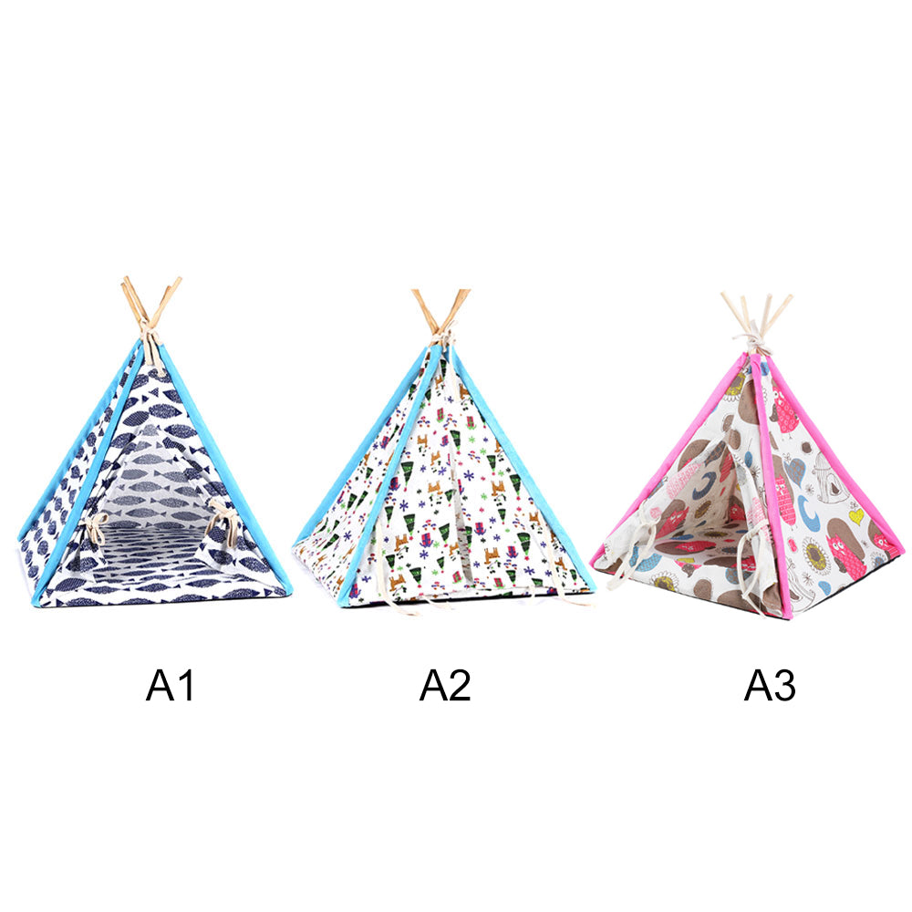 Washable Pet Tent Dog Bed Cat Shed House Portable Pet Teepee House with Mat Animals & Pet Supplies > Pet Supplies > Dog Supplies > Dog Houses Firlar