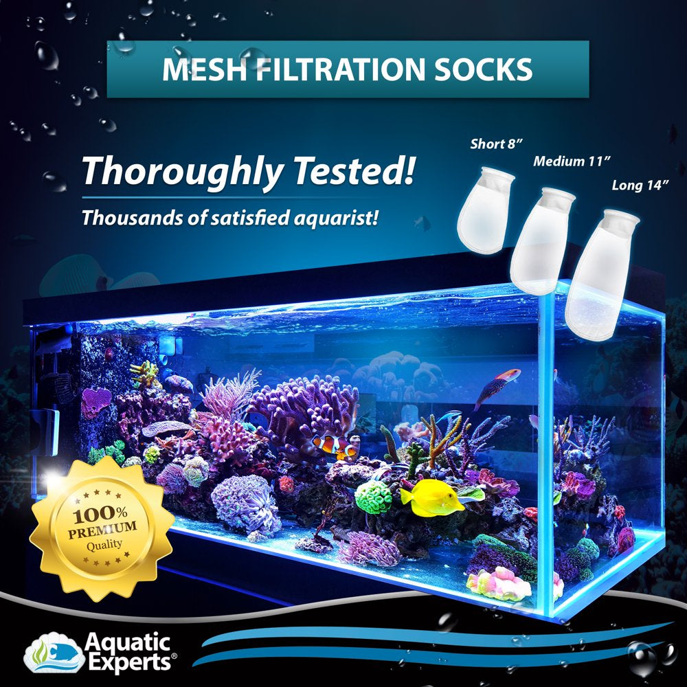 Aquatic Experts - 200-Micron Aquarium Mesh Filter Socks, Medium Reusable Fish Tank Filter Socks, 2-Pack, Welded, 4'' X 11'' Animals & Pet Supplies > Pet Supplies > Fish Supplies > Aquarium Filters Aquatic Experts   