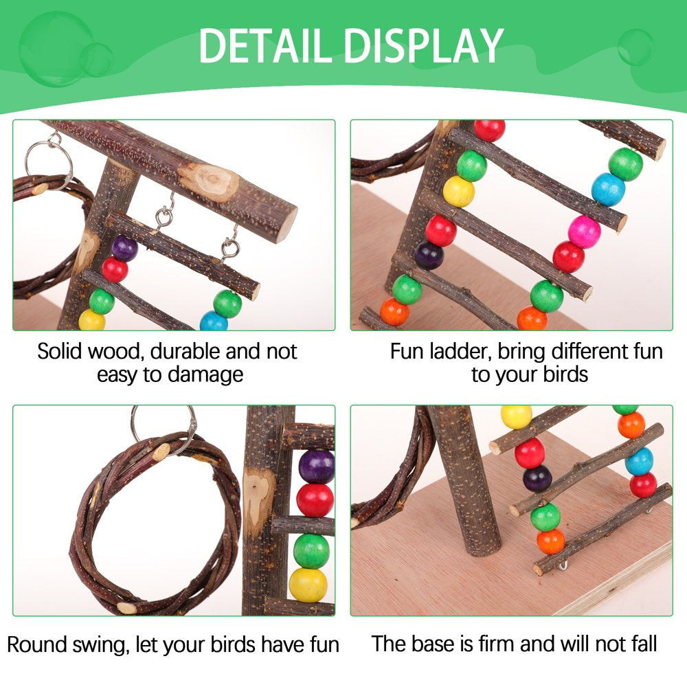 PUMYPOREITY Bird Tabletop Training Perch Play Stand, Parrot Natural Wood Stand Toy, Branch Perch Playground Gym for Parakeets Canaries Cockatiels Animals & Pet Supplies > Pet Supplies > Bird Supplies > Bird Gyms & Playstands PUMYPOREITY