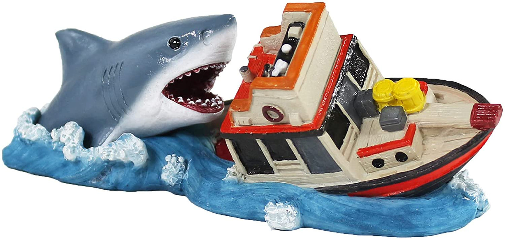 Penn-Plax Jaws Aquarium Decoration – Boat Attack – Small – KOL PET