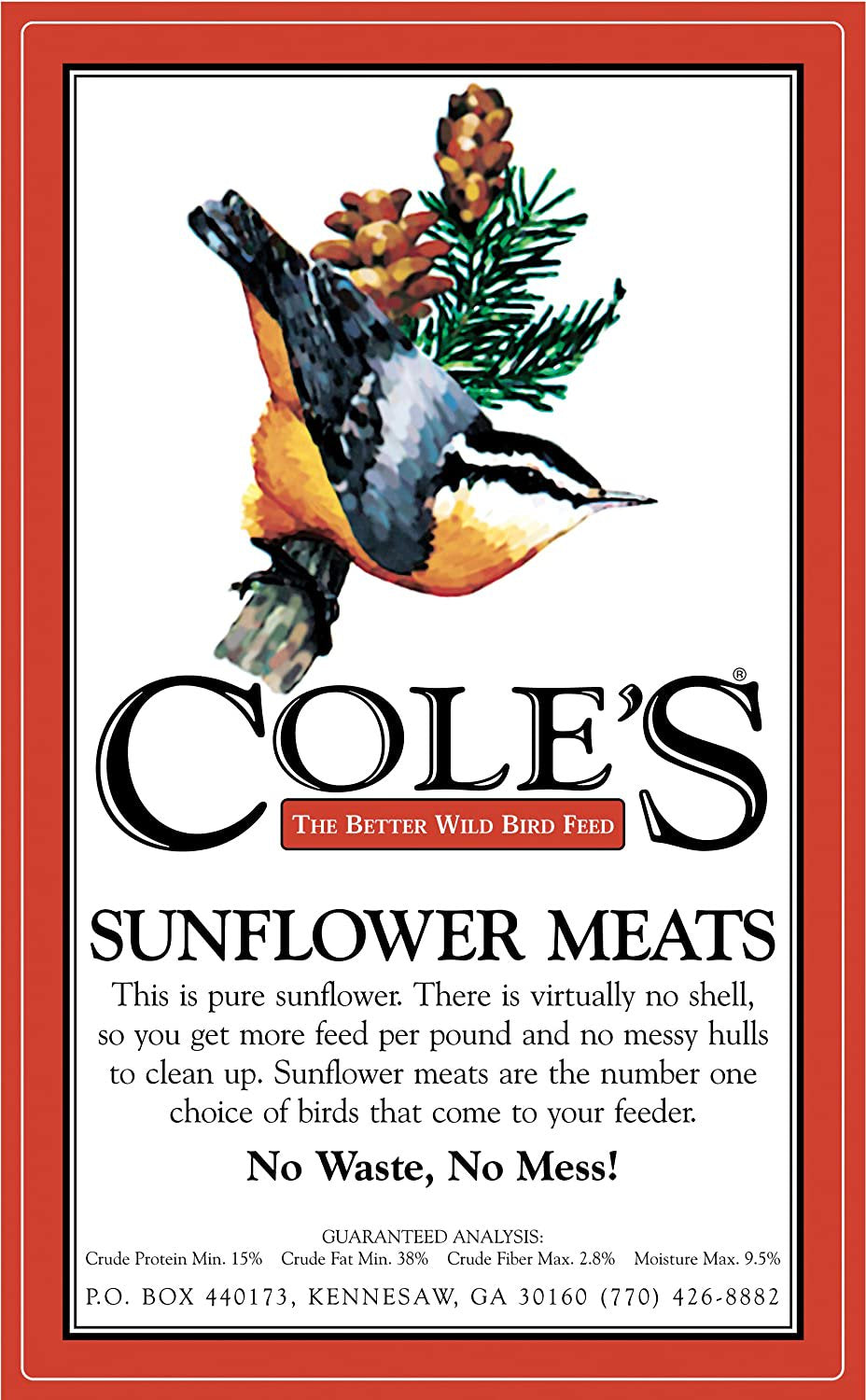 Cole'S SM10 Sunflower Meats Bird Seed, 10-Pound Animals & Pet Supplies > Pet Supplies > Bird Supplies > Bird Food Coles Ld Bird Products Co