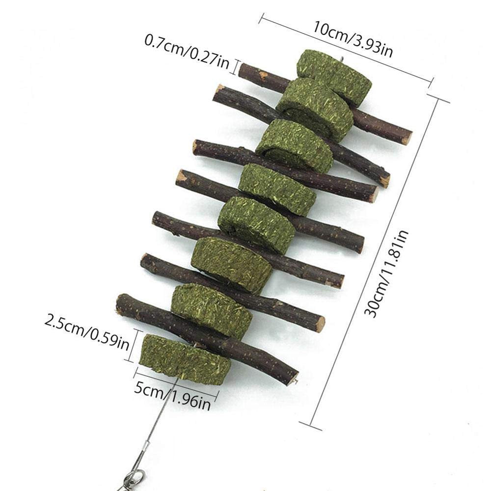 Visland 2PCS Bunny Chew Toys for Teeth Grinding, Chinchilla Treats Organic Bamboo Sticks Natural Fruitwood Branches for Rabbits Guinea Pigs Hamsters (Fruitwood Sticks+Alfalfa Cakes) Animals & Pet Supplies > Pet Supplies > Small Animal Supplies > Small Animal Treats Visland
