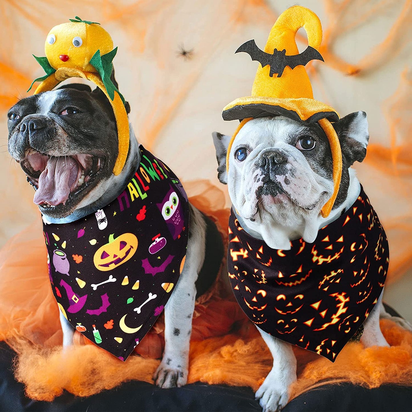 12 Pieces Halloween Dog Bandana Pumpkin Triangle Bandana Puppy Pets Neckerchief Washable Dog Neck Scarf Adjustable Pets Neck Bandana Holiday Pet Bibs for Halloween Dogs Cats Pets Animals & Pet Supplies > Pet Supplies > Dog Supplies > Dog Apparel Tatuo