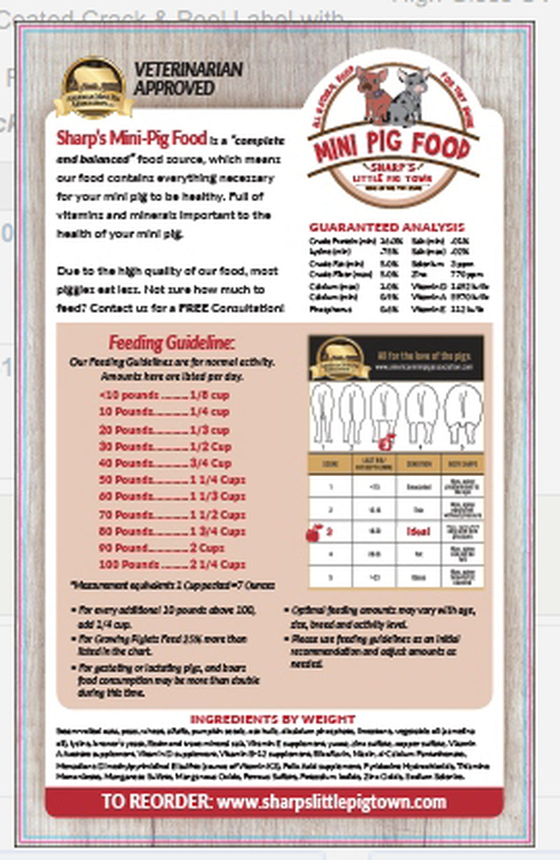 Sharp'S Mini Pig Food 22 Pounds Animals & Pet Supplies > Pet Supplies > Small Animal Supplies > Small Animal Food Sharp's Pig and Pet