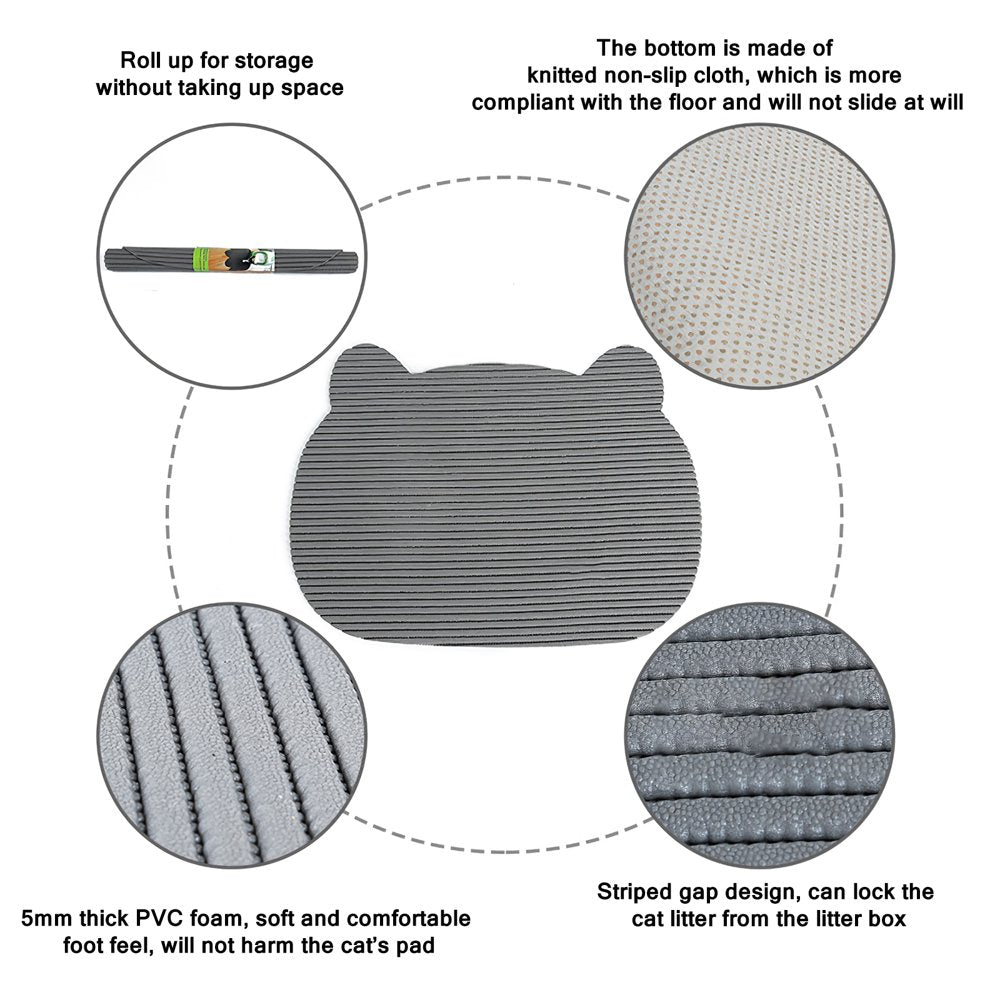 Cat Litter Mat Anti-Slip Trapping Litter Pad Space-Saving Cat Litter Scatter Control Mat Litter Box Pad Gray Cat Litter Blanket for Home Keeping Clean Animals & Pet Supplies > Pet Supplies > Cat Supplies > Cat Litter Box Mats QYMHOODS