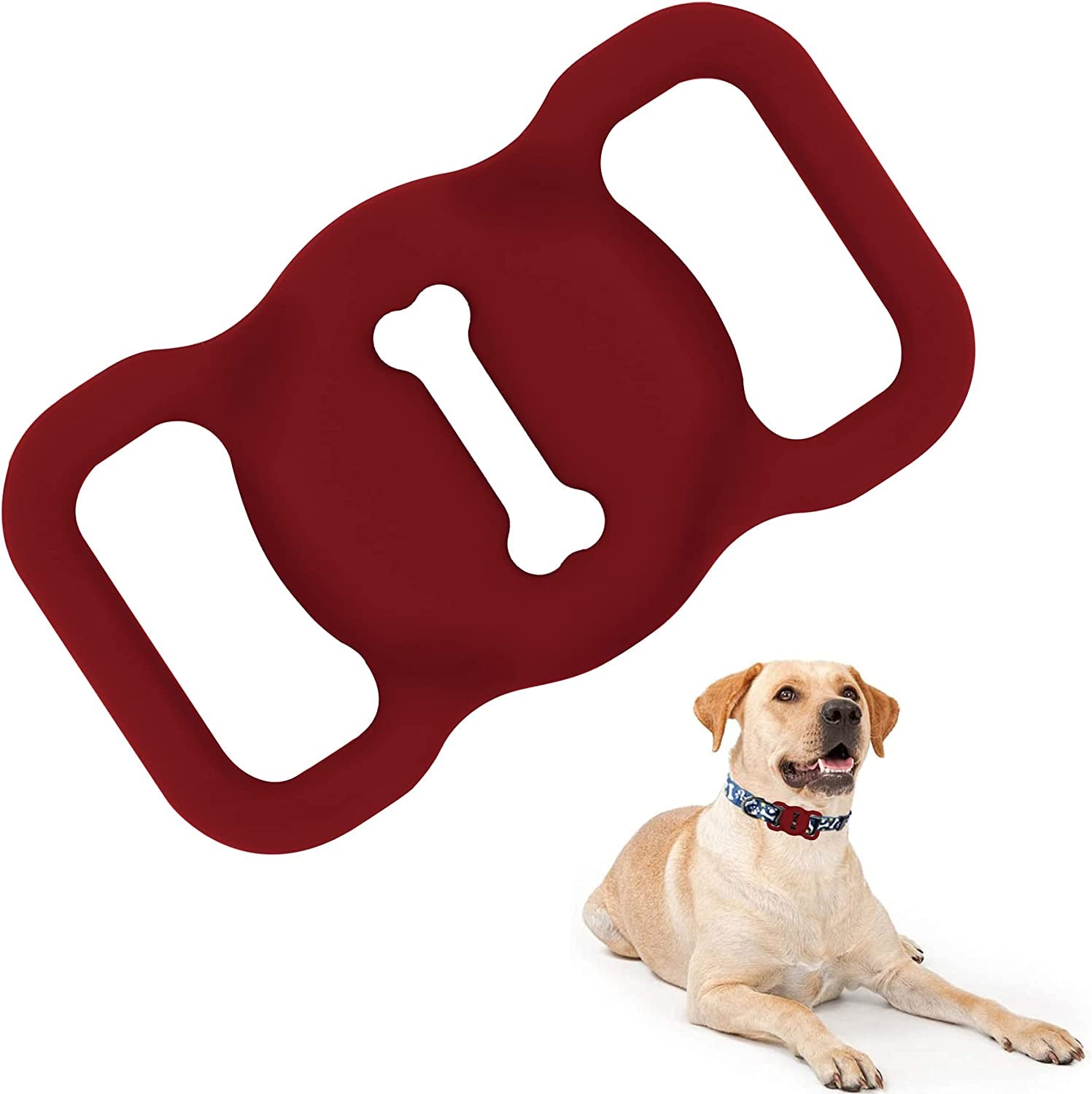 Silicone Protective Case Compatible with Airtag, Clip on Pet Loop Dog Collar Cover Holder for Apple Air Tags, GPS Tracking Accessories Cover Anti-Scratch Anti-Lost (Pink/Night Glow) Electronics > GPS Accessories > GPS Cases TILIXI Wine Red(1Pack)  