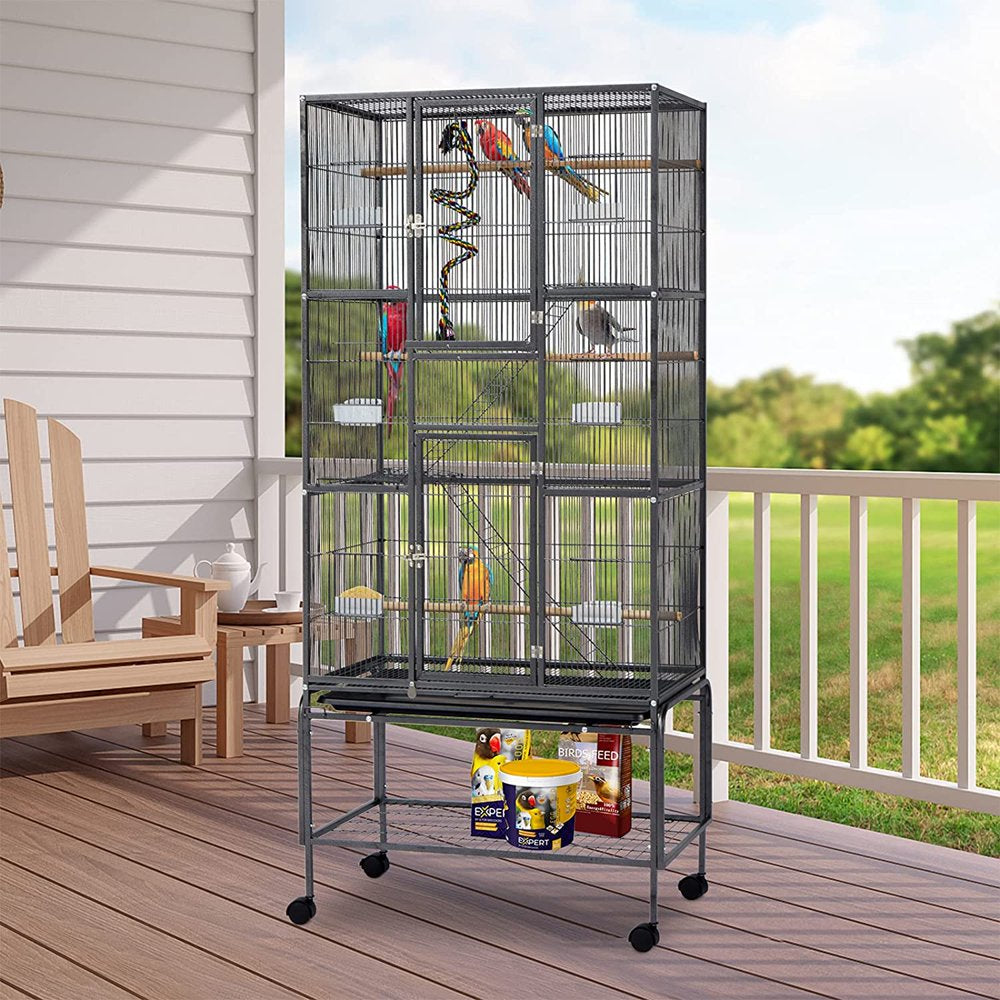 Kinbor Bird Cage with Stand 69 Inch Wrought Iron Large Bird Cage for Parrots Lovebird Cockatiel Doves and Other Small to Medium Parrots Animals & Pet Supplies > Pet Supplies > Bird Supplies > Bird Cages & Stands Kinbor