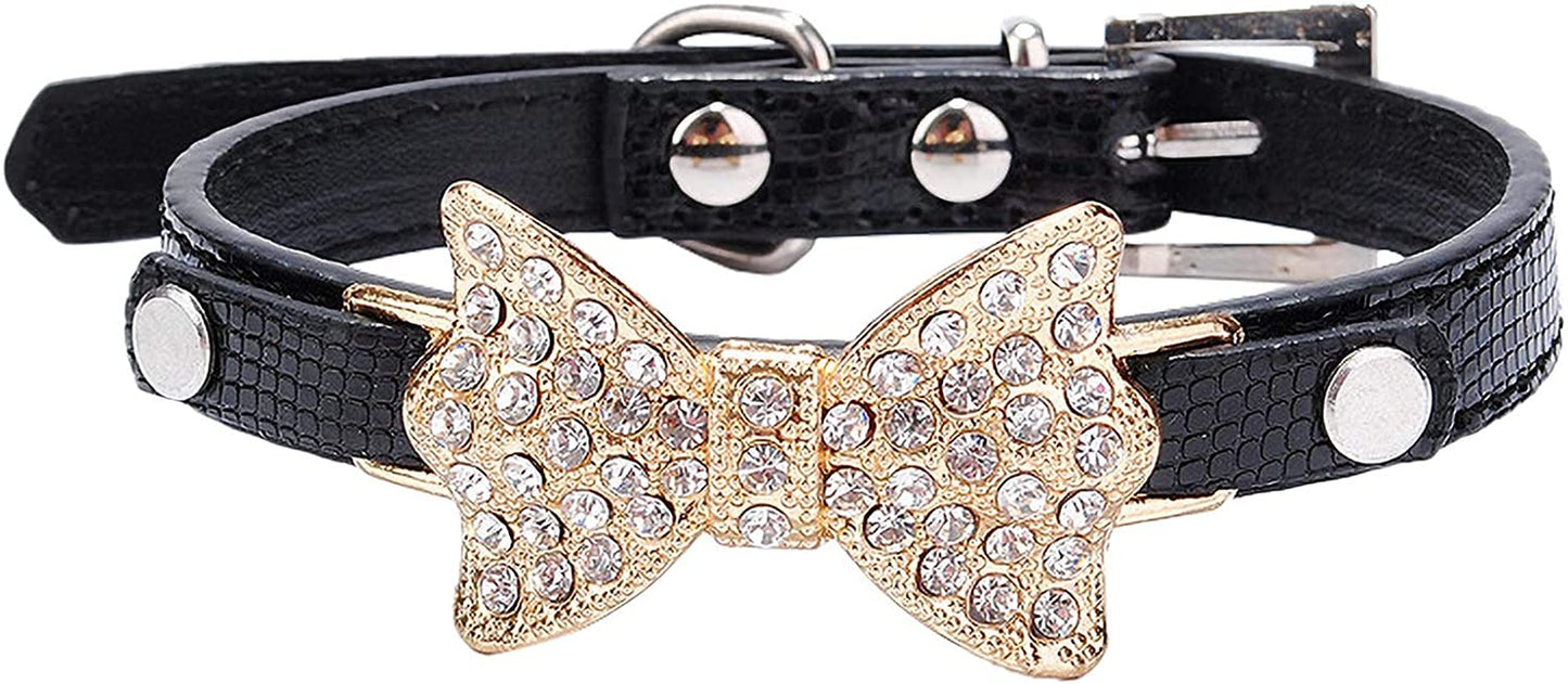 Dog Collar Male Bow Tie Bling Crystal Bowknot Pet Collar Puppy Choker Cat Necklace RDS Animals & Pet Supplies > Pet Supplies > Dog Supplies > Dog Apparel HonpraD Black X-Small