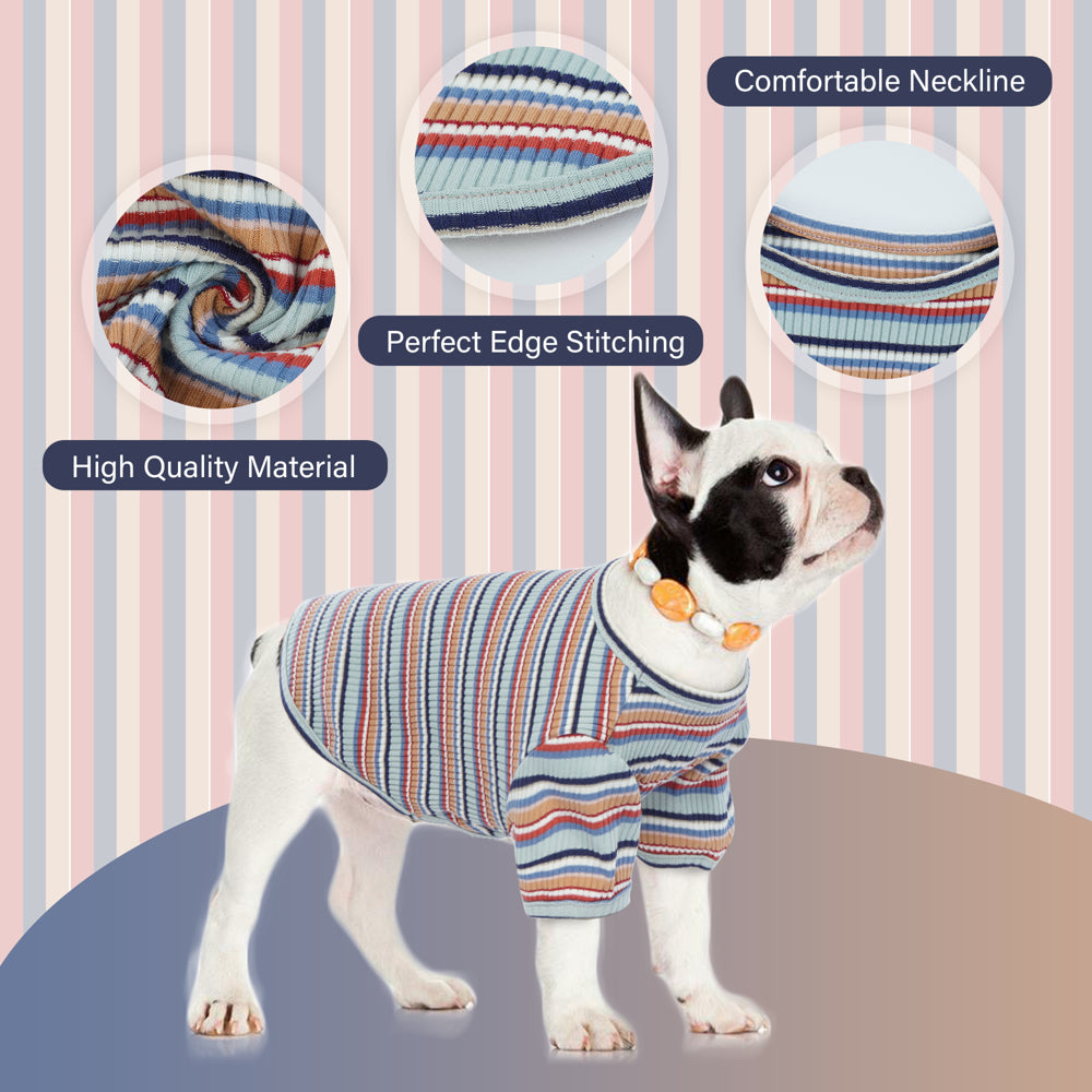 ROZKITCH 2-Pack Cotton Striped Dog Shirts for Dog Clothes Puppy Apparel T-Shirts Cat Tee Breathable Strechy Soft Cool Pet Shirts for Puppy Kitty Cats Small to Medium Dogs Animals & Pet Supplies > Pet Supplies > Cat Supplies > Cat Apparel ROZKITCH