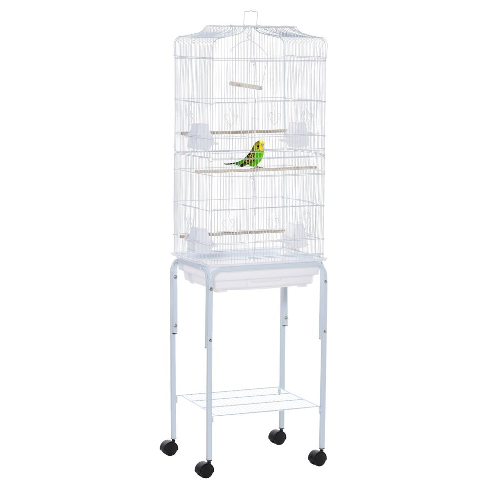 Pawhut Indoor 63" Metal Bird Cage with Detachable Rolling Stand, Storage Basket - Black Animals & Pet Supplies > Pet Supplies > Bird Supplies > Bird Cage Accessories Aosom LLC White