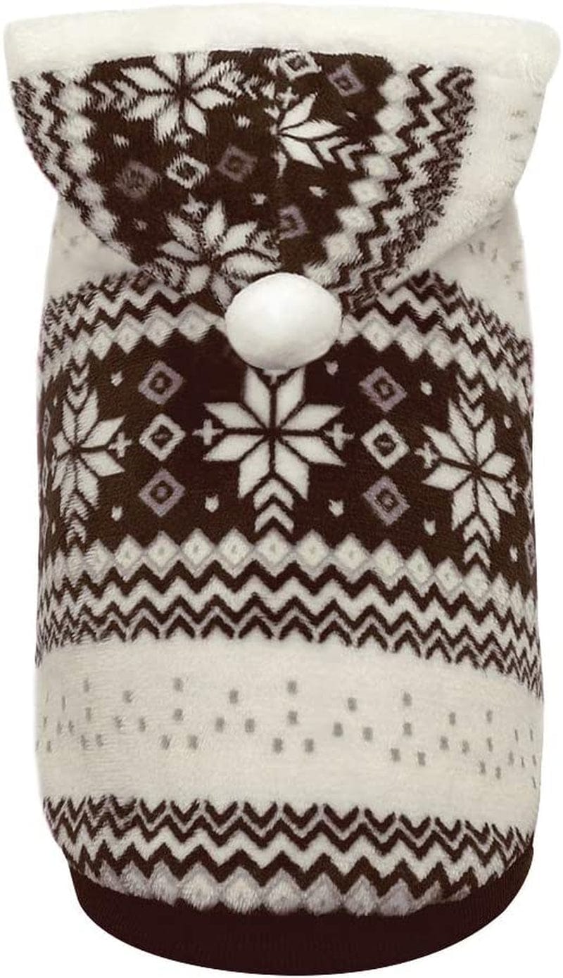 Beirui Cute Fleece Dog Jacket Pajamas Sweater - Christmas Dog Warm Coat Yorkie Soft Thermal Padded Vest - Warm Pet Jumpsuit Dog Accessories Hoodie,Red 14" Animals & Pet Supplies > Pet Supplies > Dog Supplies > Dog Apparel Beirui Brown Back Length:10"