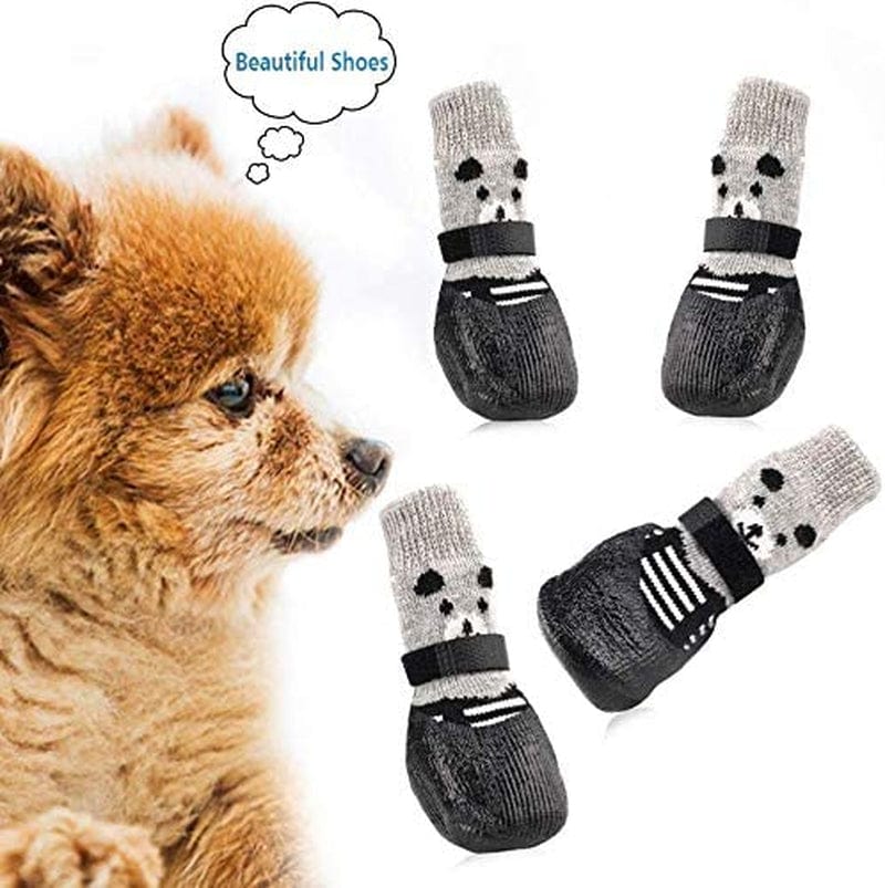 BESUNTEK Dog Boots,Dog Cat Boots Shoes Socks with Adjustable Waterproof Breathable and Anti-Slip Sole All Weather Protect Paws(Only for Tiny Dog),4Pcs (L, Grey) Animals & Pet Supplies > Pet Supplies > Dog Supplies > Dog Apparel BESUNTEK