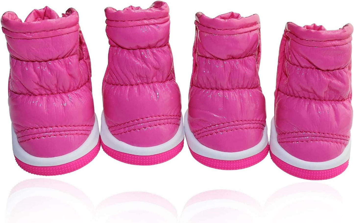 BESUNTEK Dog Shoes, Puppy Dog Boots, Leather Waterproof Non-Slip Rubber Soles with Warm Lining Snow Boots, Dog Paw Protector for Small Dogs. 2 Pairs (S, Blue) Animals & Pet Supplies > Pet Supplies > Dog Supplies > Dog Apparel BESUNTEK Pink L