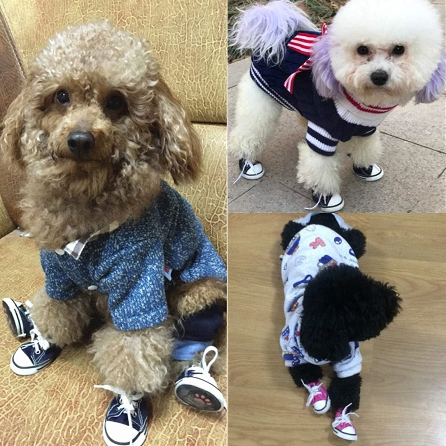 BESUNTEK Pet Dog Shoes, Puppy Canvas Sport Shoes Sneaker Boots, Non Slip Causal Shoes Dog & Cat Paw Protective Cover for Outdoor Walking, Sports and Hot Pavement, 4Pcs Animals & Pet Supplies > Pet Supplies > Dog Supplies > Dog Apparel BESUNTEK