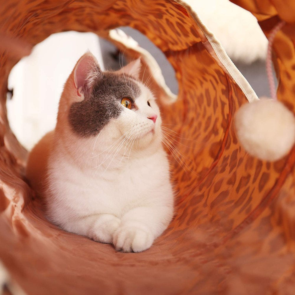 Carkira Cat Tunnel Toy Foldable Leopard Tunnel Pet Toy with Funny Cat Ball Animals & Pet Supplies > Pet Supplies > Cat Supplies > Cat Toys Carkira