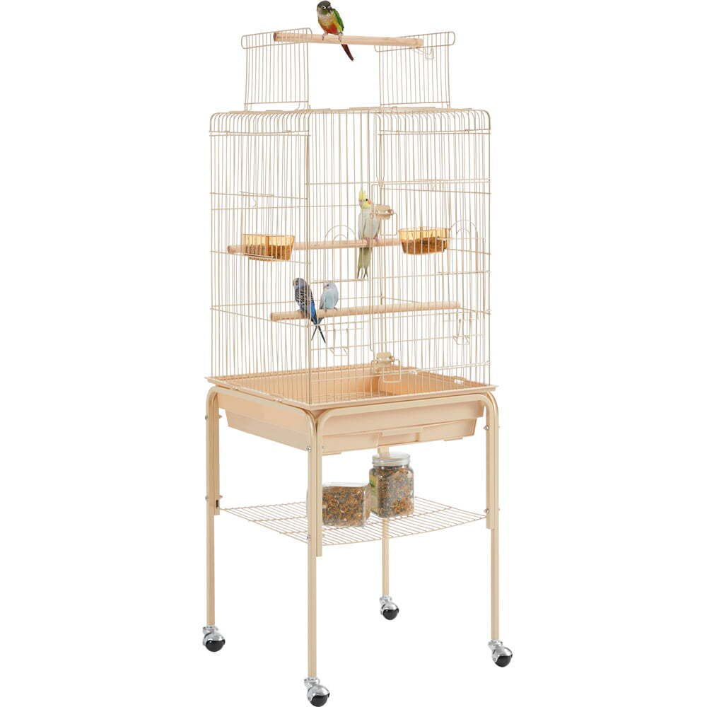 NEW 53.5" Metal Rolling Bird Cage with Play Top Stand, Black Animals & Pet Supplies > Pet Supplies > Bird Supplies > Bird Cages & Stands RVtiooy