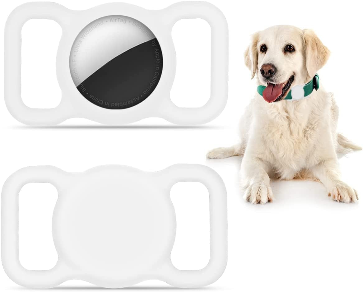 Case for Airtag Dog Collar Holder, Airtag Holder Silicone Non-Shake Protective Cover for Dog Cat Pet Loop Collar, School Bag Strap Band, Compatible with Apple Airtag Case for Dog Collar (Blue-2Pack) Electronics > GPS Accessories > GPS Cases D DOMISOL White 2 pack 