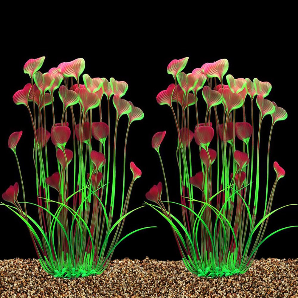 Papaba Artificial Plant,2Pcs Heart Shape Leaves Large Seaweed Ornament Artificial Tall Aquarium Plants for Fish Tank Decor Animals & Pet Supplies > Pet Supplies > Fish Supplies > Aquarium Decor Papaba One Size Wine Red