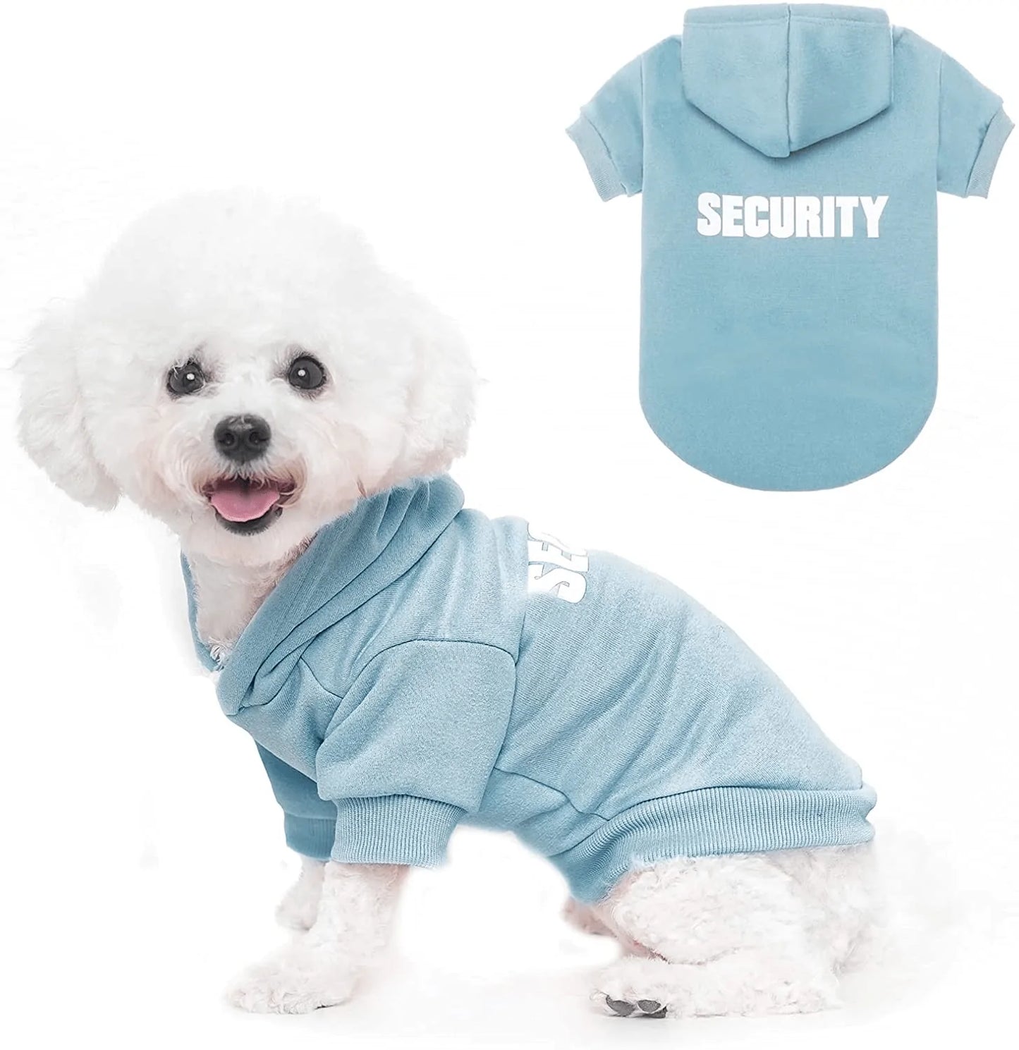 BINGPET BA1002-1 Security Patterns Printed Puppy Pet Hoodie Dog Clothes Animals & Pet Supplies > Pet Supplies > Dog Supplies > Dog Apparel BINGPET Blue Medium (Pack of 1)