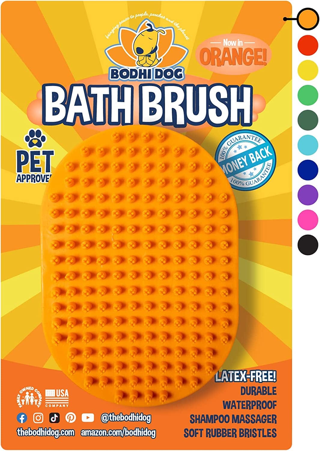Bodhi Dog Shampoo Brush | Pet Shower & Bath Supplies for Cats & Dogs | Dog Bath Brush for Dog Grooming | Long & Short Hair Dog Scrubber for Bath | Professional Quality Dog Wash Brush Animals & Pet Supplies > Pet Supplies > Dog Supplies > Dog Apparel Bodhi Dog Orange One Pack
