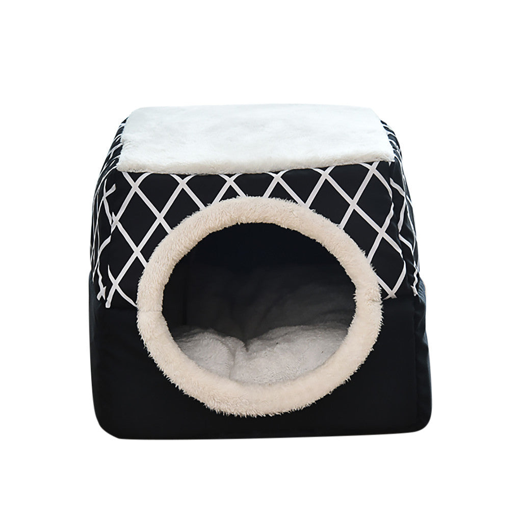 Tuscom Dog House Pet Dog Cashmere House Plaid Cat House Diamond House Pet Supplies Animals & Pet Supplies > Pet Supplies > Dog Supplies > Dog Houses 8737 Black