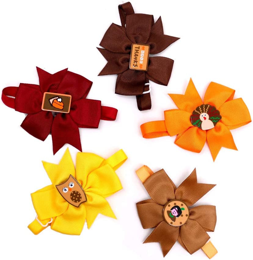 Masue Pets Thanksgiving Dog Ties Bowties for Fall Pet Ties Brown Orangeturkey Leaf Dog Neckties Dog Bow Tie Collar Holidays Dog Ties Dog Grooming Accessories (Bow Ties) Animals & Pet Supplies > Pet Supplies > Dog Supplies > Dog Apparel MaSue Pets