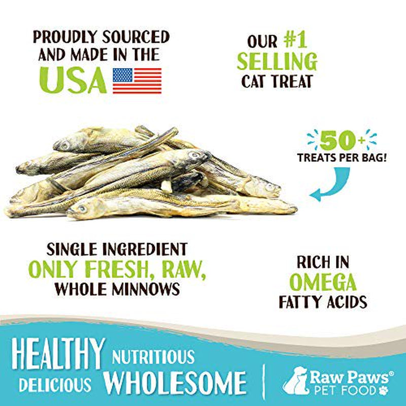 Raw Paws Pet Freeze Dried Minnows for Dogs & Cats, 2-Oz - USA Fish Dog Treats - All Natural, Single Ingredient Minnow Cat Treats - Raw Freeze Dried Dog Snacks - Grain Free Cat Reward Animals & Pet Supplies > Pet Supplies > Cat Supplies > Cat Treats Raw Paws