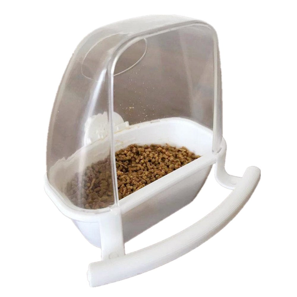BYDOT Parakeet Food Dispenser No Mess Plastic Parrot Feeder with Perch Cage Accessories for Small Bird Cockatiel Finch Animals & Pet Supplies > Pet Supplies > Bird Supplies > Bird Cage Accessories BYDOT White  
