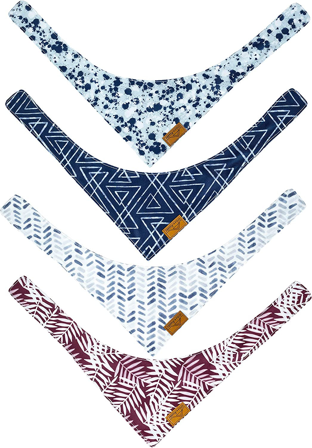 Remy+Roo Dog Bandanas - 4 Pack | Classic Set | Premium Durable Fabric | Unique Shape | Adjustable Fit | Multiple Sizes Offered (Large) Animals & Pet Supplies > Pet Supplies > Dog Supplies > Dog Apparel Remy+Roo