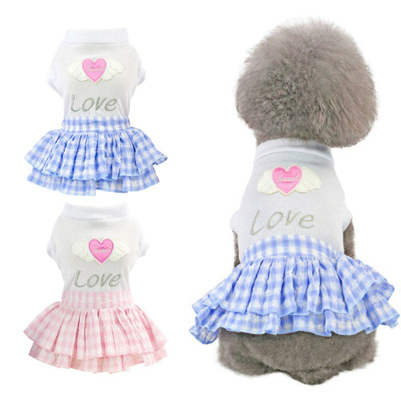 Dog Dress, 2Pcs Pet Spring Summer Dresses Apparel Clothes, Puppy Shirts Vest Skirt for Small Dogs and Cats in Wedding Holiday Animals & Pet Supplies > Pet Supplies > Dog Supplies > Dog Apparel FYCONE M B