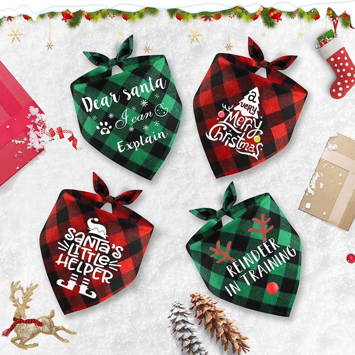 COLUANS Dog Bandanas Christmas Bandanas Dog Christmas Stocking Bandanas Classic Triangle Xmas Thanksgivng Pet Scarf Bibs Kerchief Holiday Birthday Decoration for Small to Large Puppy Dogs Cats Animals & Pet Supplies > Pet Supplies > Dog Supplies > Dog Apparel COLUANS