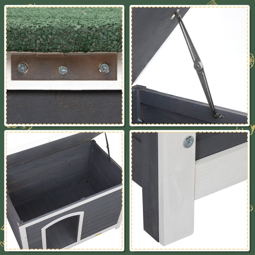Coziwow Dog House Outdoor Flip-Top Wooden with Asphalt Roof, Gray Animals & Pet Supplies > Pet Supplies > Dog Supplies > Dog Houses Coziwow